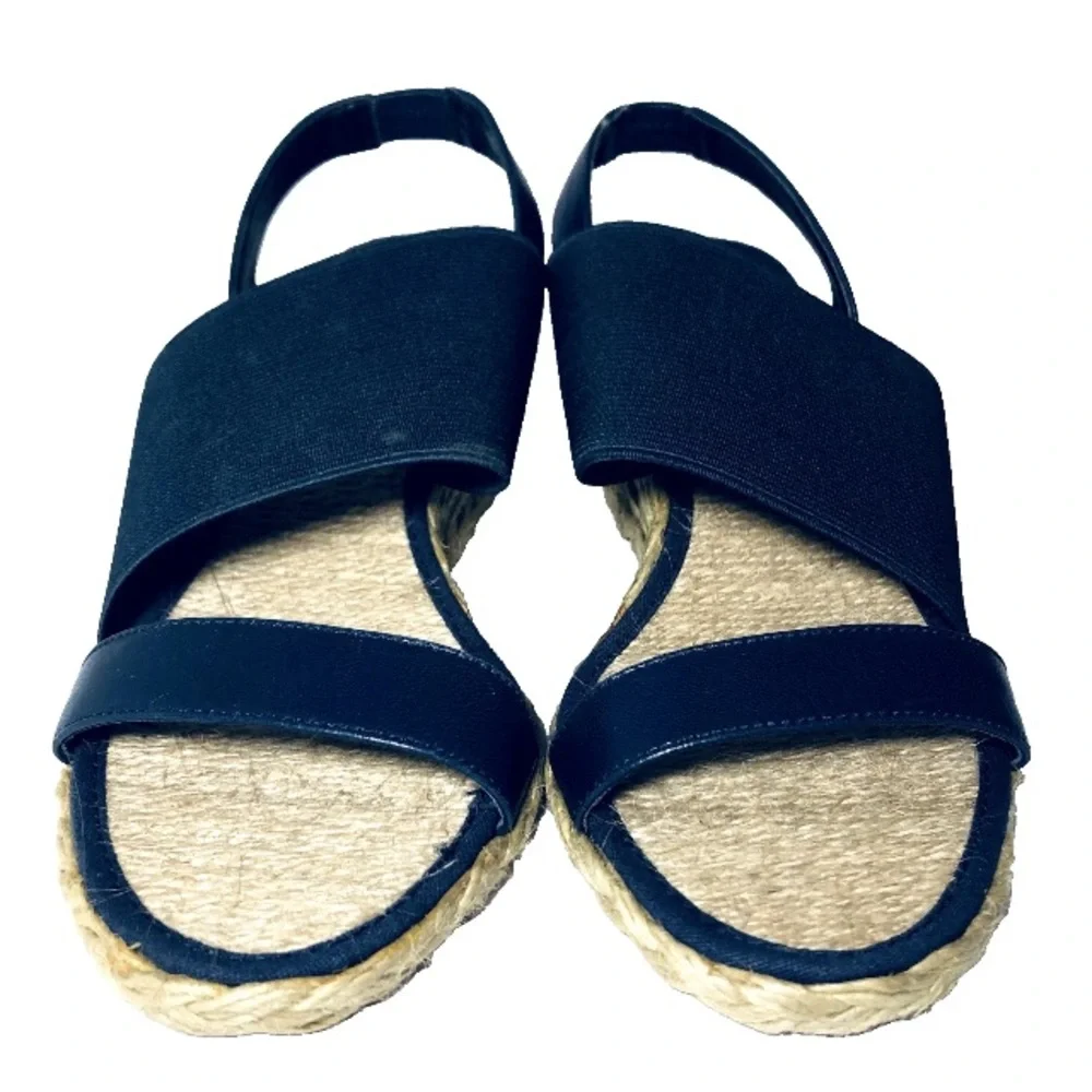 Lauren Ralph Lauren Navy Blue Espadrille Slingback Sandals New without Tag/Box